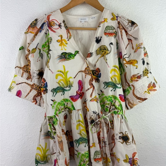 RHODE Ava Top S Safari Print HTF Peplum Ruffle Wrap - Picture 5 of 12